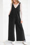 Raw Seam Flower Applique Wide Leg Overall Jumpsuit